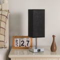 Miniatyrbild 3 av 3: Sänglampor, Touch-kontroll bordslampa med USB A+C laddningsportar, för sovrum vardagsrum grå tyglampa (LED-lampa ingår) black