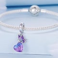 Pikkukuva 3 / 4: Elegantti ja kaunis gradienttivioletti perhonen DIY-riipus s925 hopea rakkausranneke helmi tarvikkeet