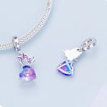 Miniatyrbillede 4 af 4: Elegant og smuk gradient lilla sommerfugl DIY vedhæng s925 sølv kærlighed armbånd perler tilbehør