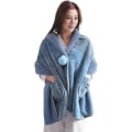 Miniatyrbillede 1 af 5: Dame Hyggelig Omslagssjal Uld Tæppe Pashminas Cover Up Vinter Wraps til Kvinder, Varm Tæppe Cape Wraps Sjal Blue