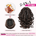 Miniatyrbillede 3 af 5: Hestehalehår Extensions, Korte Krøllede Clip-On Parykker Black Brown