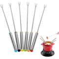 Pikkukuva 1 / 4: 6 kpl Fondue-haarukoita, Ruostumattomasta Teräksestä Valmistettuja Fondue-haarukoita, Suklaa Fondue -haarukoita Hedelmille, Grillattaville, Fondue-vartaita