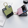 Pikkukuva 2 / 5: Kalanruotokuvioinen suojakotelo Samsung Galaxy Z Flip 4:lle, PU-nahkainen iskunkestävä suojus renkaalla