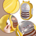 Miniatyrbillede 3 af 5: Snackbeholder til børn til skole, til børn, snackboks i rustfrit stål, bi-formet | Letvægts, lækagesikker