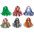 Miniatyrbild 4 av 4: Georgette Chiffon Scarf Dam för Lång Scarf Blommig Mönster C