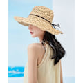 Miniatyrbillede 2 af 5: Foldbar sommerhat i strå til kvinder - Boho-strandhat til damer