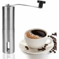 Miniatyrbillede 1 af 5: Manuel kaffekværn bærbar hånd kaffekværn med justerbar knap rustfrit stål kaffekværn i køkken og rygsæk