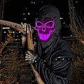 Pikkukuva 5 / 5: Halloween-naamiot, The Purge LED-naamio, LED-luurankonaamio, V for Vendetta -naamio, DIY-kallomaalaus ja 3 valaistustilaa juhliin, karnevaaliasuun, jouluun purple