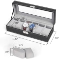 Miniatyrbillede 2 af 5: 6 Slots Læder Urboks Displayboks Organizer Glas Smykkeopbevaring Sort