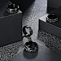 Miniatyrbillede 2 af 5: No 9 Sort Spinner Ring til Mænd Kvinder Cool Evil Eye Ringe Rustfrit Stål Fidget Ring Stress Relief Ring
