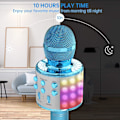 Miniatyrbillede 4 af 5: Karaoke-mikrofon til børn, trådløs Bluetooth-karaoke-mikrofon med LED-lys, bærbar håndholdt mikrofonhøjttalergave