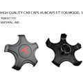 Miniatyrbilde 2 av 4: 4 stk Tesla hjulkapselsett for originale standardfelger senterkapsler navkapsler - Tesla Model 3 (Titanium Deep Gray med rød T-logo)