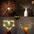 Miniatyrbilde 4 av 5: Fyrverkeri lys 200 LED kobbertråd Starburst lys, 8 moduser batteridrevet fe stjernesfære lys med fjernkontroll 2 stk