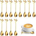 Miniatyrbillede 1 af 5: 12 stk. Rustfrit Stål Blad Kaffe Skeer, Mini Gren Design Kaffe Ske, Dessert Ske, Teske Sæt, til Vand, Mælk, Kaffe, Dessert, Drikkevarer Gold