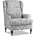 Miniatyrbild 1 av 5: Wingback fåtölj överdrag set om 2 sofföverdrag stretch fåtölj överdrag elastiskt fåtölj överdragsskydd för stol grå