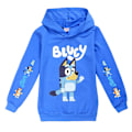 Miniatyrbilde 1 av 2: Bingo Bluey Hettegenser med tegneserietrykk for barn, casual genser Blu V. Blue 11-12 Years