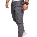 Miniatyrbild 2 av 5: Herr Pocket Byxor Casual Elastisk String ode långbyxor - Light Grey M