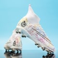 Miniatyrbillede 3 af 5: Fodboldsko til mænd Skridsikre fodboldsko Klamper græsfodboldsneakers Yj068A W White 34