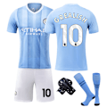 Miniatyrbild 2 av 5: 2324 Manchester City hemma nr 9 Haaland nr 17 De Bruyne fotbollskläder barn och vuxna kostym yz L