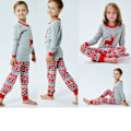 Miniatyrbild 3 av 4: Jul barn pyjamas set förälder-barn printed hem kläder Christmas child 3