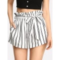 Miniatyrbillede 2 af 2: Afslappede sommershorts til kvinder med elastik i taljen. White Black