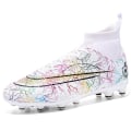 Miniatyrbillede 1 af 5: Fodboldsko til mænd Skridsikre fodboldsko Klamper græsfodboldsneakers Yj068A W White 46