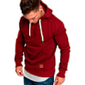 Miniatyrbillede 1 af 4: Langærmet hættetrøje til mænd Hættetrøje varm frakke New Fashion H wine red M