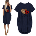 Miniatyrbillede 1 af 10: Kvinder elsker sommer T-shirtkjole til Valentinsdag Z X Dark Cyan XL