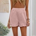 Miniatyrbillede 1 af 2: Dame strandshorts Elastisk talje Short Hot Pants. Pink L