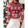 Miniatyrbillede 8 af 11: Dame julestrikketrøje Julemanden tryksweater. Red S