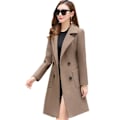 Miniatyrbild 1 av 5: Kvinnor Vinter Elegant Coat Naggad krage Dubbelknäppt Ull Blend Overcoat W Khaki 2XL