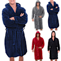 Miniatyrbillede 3 af 8: Langærmet hættebadekåbe til mænd Soft Lounge-badekåbe Z X Grey 2XL
