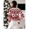 Miniatyrbillede 6 af 11: Dame julestrikketrøje Julemanden tryksweater. Red S
