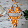 Pikkukuva 2 / 3: Naisten seksikäs rintaliivit ja tie ide tring uimapuvut uimapuku. Polka Dot Yellow S