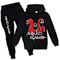 Pikkukuva 1 / 2: Squid Game Lasten urheilullinen verryttelypukusarja Hupparihousut asusteet Black 3-4 Years