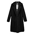 Miniatyrbillede 1 af 3: Dame plys revers lang frakke vinter fleece parka langærmet trench coat vinterjakke CNR Z X Black M