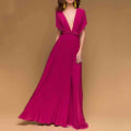 Miniatyrbillede 2 af 3: Kvinders Bandage Multi Way Wrap Convertible Maxikjole Brudepige Z Rose Red L