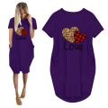 Miniatyrbilde 1 av 10: Valentinsdag Kjærlighetsbrevkjole Kortermet skjortekjole V Purple 2XL