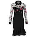 Pikkukuva 2 / 5: Naisten elegantit juhlamekot kukkakuvioprintti Bodycon mekko röyhelö helma valaistu Design C Red S