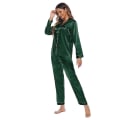 Miniatyrbilde 2 av 2: Silkeaktig sateng todelt sett for kvinner: Buttondown Oungewear W Green L