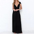 Miniatyrbillede 5 af 5: Kvinders Bandage Multi Way Wrap Convertible Maxikjole Brudepige Z Black XL