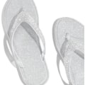 Miniatyrbilde 4 av 5: Dame Rhinestone Flat Tøfler Slip On Sandaler Beach Flip Flops. Silver 42