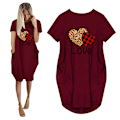 Pikkukuva 1 / 10: Ystävänpäivän rakkauskirjemekko lyhythihainen paitamekko Z Wine Red 4XL