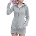 Miniatyrbillede 4 af 6: Vinter dame hættejakke fortykket plus fleece leopard sweaterjakke - Gray M