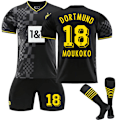 Miniatyrbillede 1 af 2: 22/23 New Borussia Dortmund Udefodboldsæt Fodbolduniformer Z Moukoko 18 M