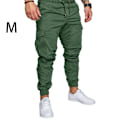 Miniatyrbillede 2 af 5: Mænds lommebukser Casual Elastisk snor ode Lange bukser Z X Green M