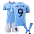 Miniatyrbild 1 av 3: Manchester City 2022/23 Hemma Haaland No.9 fotbollströja 3delade kit för barn Vuxna zV vY M(170175CM)