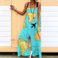 Miniatyrbild 1 av 3: Kvinnor vida ben jumpsuits Bohemian långbyxor Z X Sky Blue L