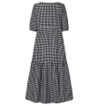 Miniatyrbillede 4 af 4: Kvinders sommer plaid puffy kortærmet midikjole -1 Black,XL