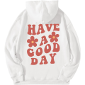 Pikkukuva 1 / 4: HAUFR naisten kirjekuvioinen pitkähihainen kiristysnyörillinen huppari Z X White Red Slogan X-Small